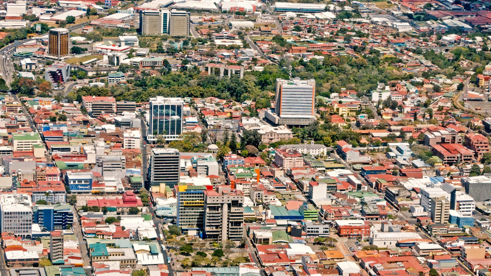 Blick auf das Zentrum von San José, Costa Rica.